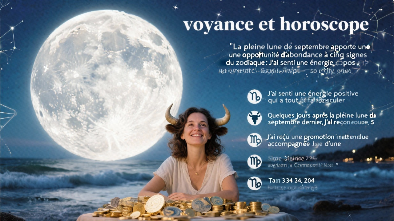 La pleine lune de septembre apporte une opportunité d’abondance à cinq signes du zodiaque : J’ai senti une énergie positive qui a tout fait basculer